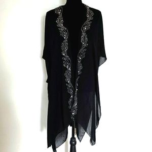 Jessica McClintock Sheer Pearl Stones Open Poncho